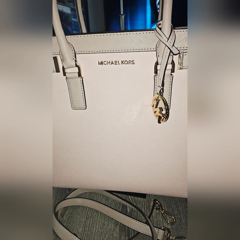 Authent. Michael Kors Genuine Leather LG TZ Dillon Satchel pastel pink/fawn - Picture 2 of 11